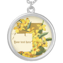 Vintage yellow jasmine flowers silver necklace necklaces