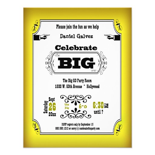 Vintage Yellow Playbill Birthday Party Invitations