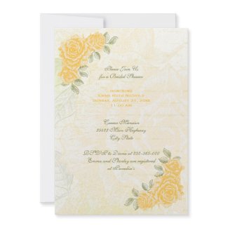 Vintage yellow roses wedding bridal shower invite zazzle_invitation