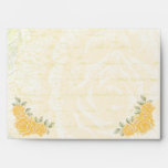 Vintage yellow roses wedding envelope