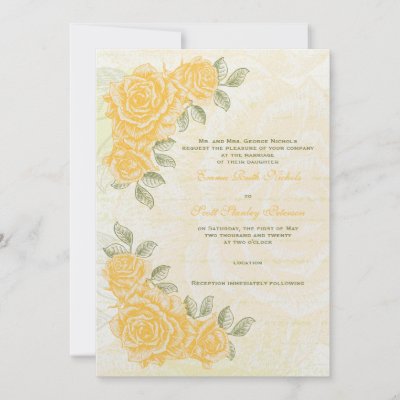 Vintage yellow roses wedding invitation by weddings 
