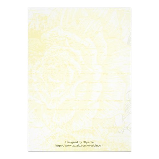 Vintage yellow roses wedding invitation