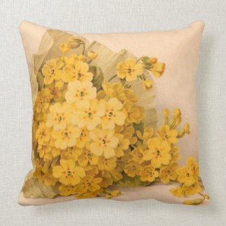 Vintage Yellow Spring Flowers Pillow