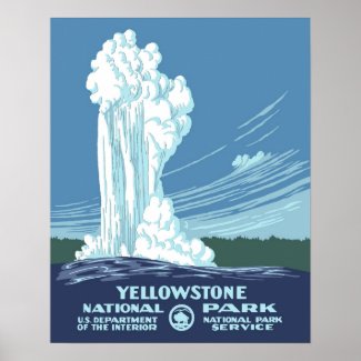 Vintage Yellowstone WPA Travel Poster
