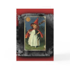 Vintage Young Halloween Witch card