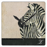 Vintage Zebra Monogram Clock