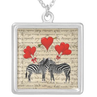 Vintage Zebra and Hearts Necklace
