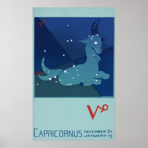 Vintage Zodiac Astrology Capricorn Constellation Poster Zazzle