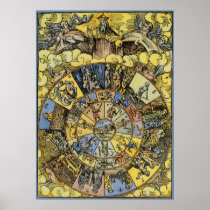 Vintage Zodiac Wheel, 1555 Posters