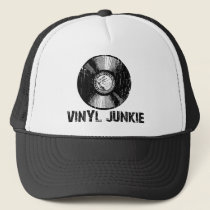 Vinyl Junkie Trucker Hat by ruderetro Vinyl Junkie Trucker Hat