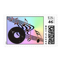 Vinyl Record and Notes Postage Stamp by thehatch Vinyl Record and Notes Postage Stamp