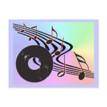 Vinyl Record and Notes Postcard by thehatch Vinyl Record and Notes Postcard