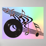 Vinyl Record and Notes Poster