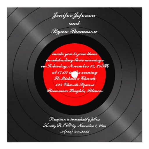 vinyl record wedding Invitation