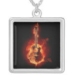 Violão in flames necklaces