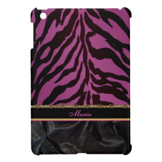 Violet and Black Zebra Personalized iPad Mini Case