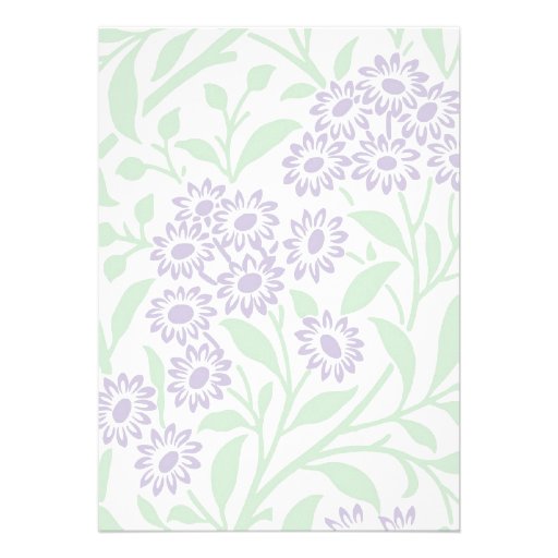 Violet and Green Floral Damask Baby Shower Personalized Announcements