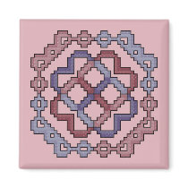Violet and Mauve Cross Stitch Magnet by ingasi Violet and Mauve Cross Stitch Magnet