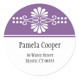 Violet And White Address Label Stickers sticker