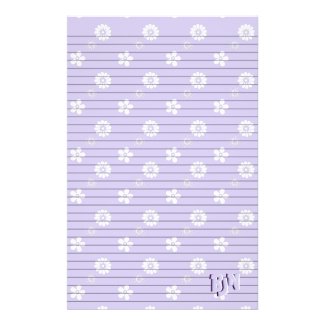 Violet and White Floral Stationery Paper Monogram