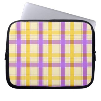 Violet and yellow plaid pattern laptop sleeve