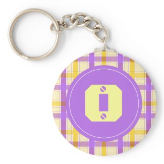 Violet and yellow plaid with "O" monogram Key Chains