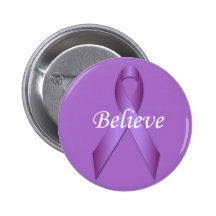 Violet Awareness Ribbon Believe Button