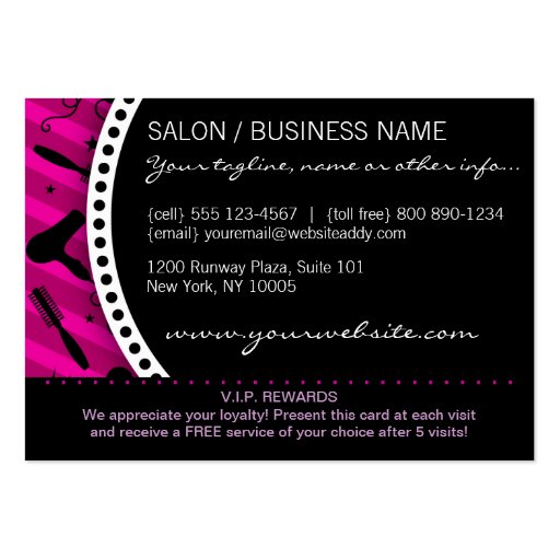 Violet & Black Salon Loyalty Business Card Template (back side)