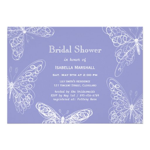 Violet Butterfly Bridal Shower Invitation