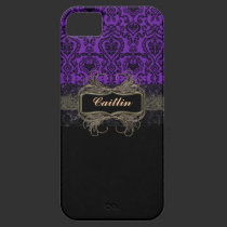 Violet Damask and Black Lace Personalized Case casemate cases