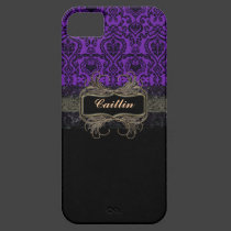 Violet Damask and Black Lace Personalized Case casemate cases