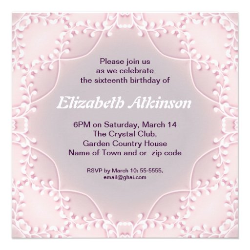 violet design elegant simple 16 birthday invite