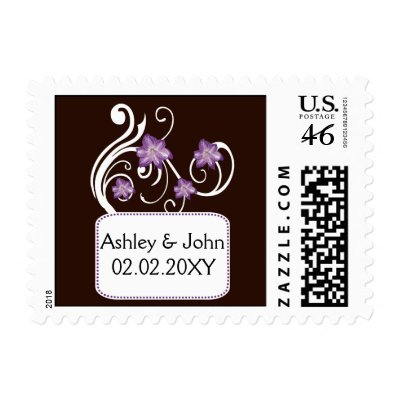 violet floral wedding stamps