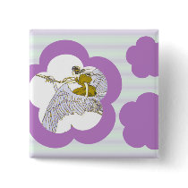 Violet Flowers &amp; Stripes Pinback Buttons