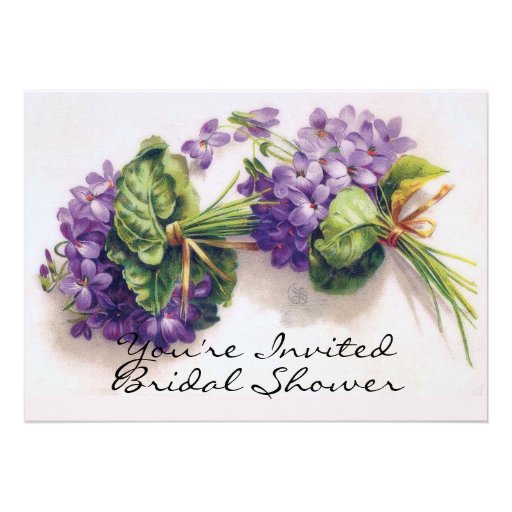 Violet Flowers Bridal Shower Custom Invite