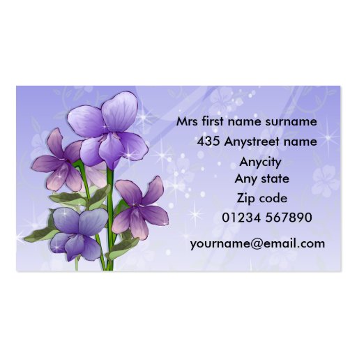 Violet Flowers floral business cards (front side)