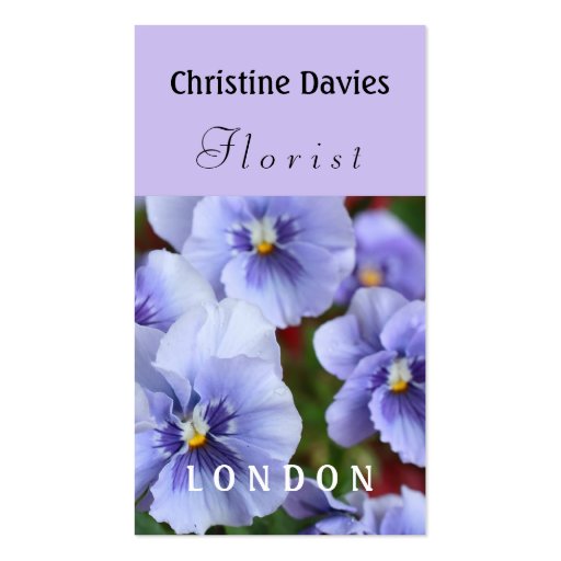 Violet flowers photography, florist business card templates