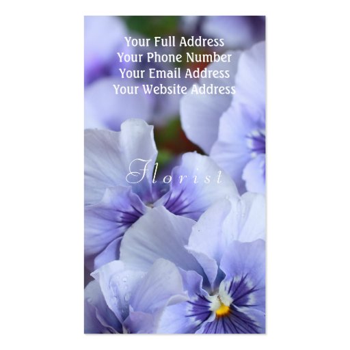 Violet flowers photography, florist business card templates (back side)