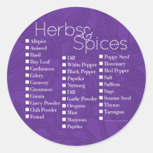 Violet Herbs & Spices Label Round Stickers