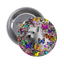 Violet in Butterflies Button -West Highland Westie buttons