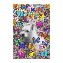 Violet in Butterflies – White Westie Dog Canvas Print