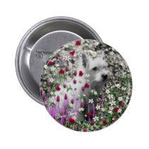 Violet in Flowers Button - West Highland Westie buttons
