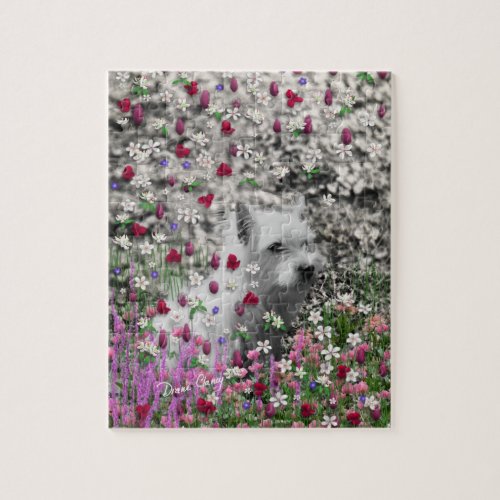 Violet in Flowers – White Westie jigsaw puzzle