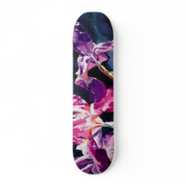 "Violet Iris" Floral Watercolor Design Skateboard