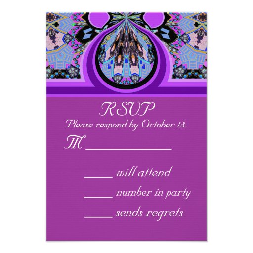 Violet Lavender RSVP Party Invitation Reply Card 3.5" X 5" Invitation