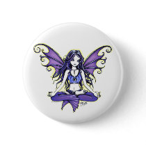 "Violet Lotus" Yoga Chic Pinback Button