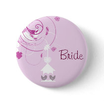 Violet Love Birds Bride Button