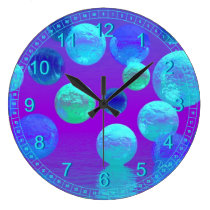 Violet Mist - Abstract Cyan and Purple Light wall clocks