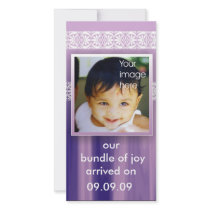 Violet New Baby Joy Announcement photo cards by semas87 Violet New Baby Joy Announcement photo cards