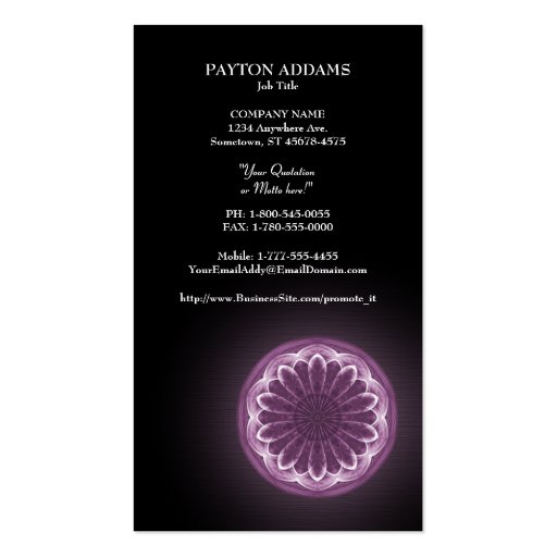 Violet Petals Mandala - Vertical Business Card (front side)